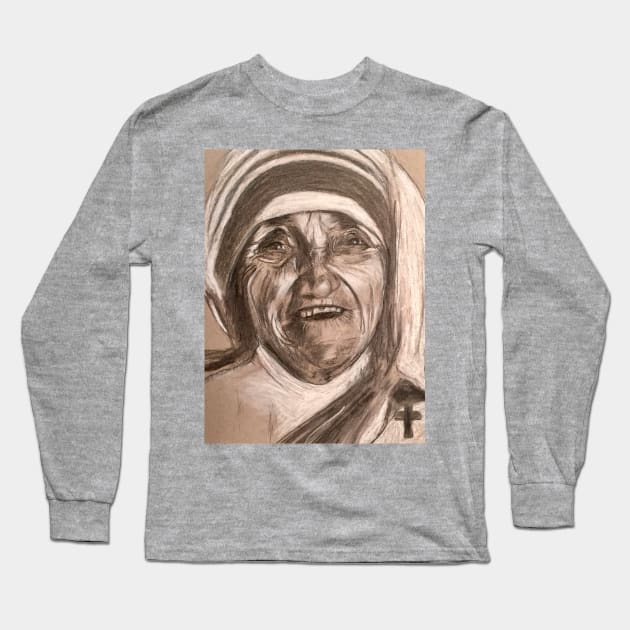 Mother Teresa Long Sleeve T-Shirt by Grace Of Face